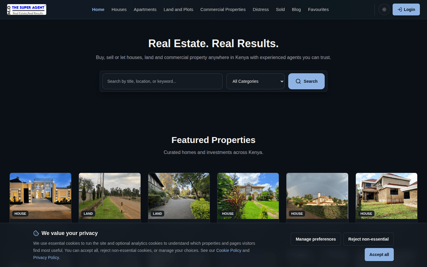 The Super Agent property marketplace on desktop and mobile